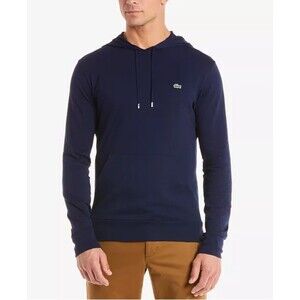 Lacoste Jersey Knit Hoodie Men's XXL Blue T-Shirt Long Sleeve Kangaroo Pockets